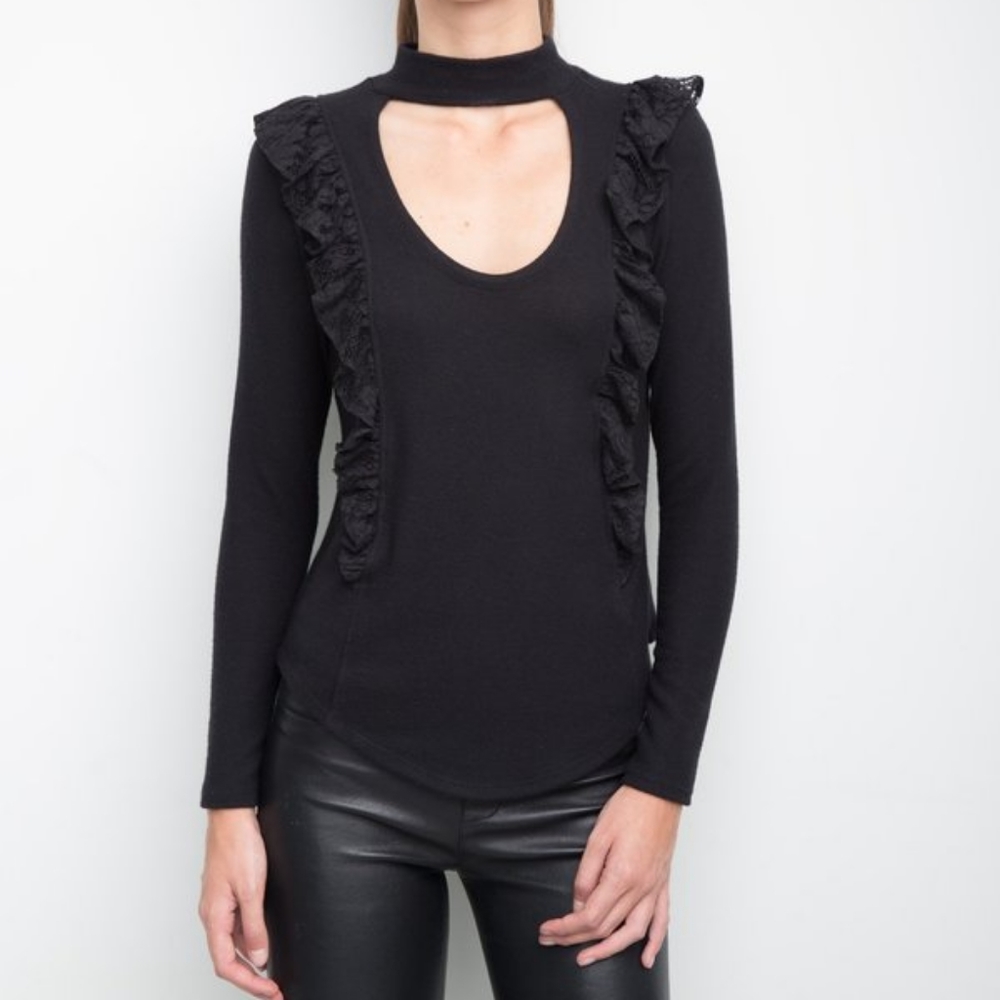 Generation Love Mackenzie Lace Top in Black, size XS